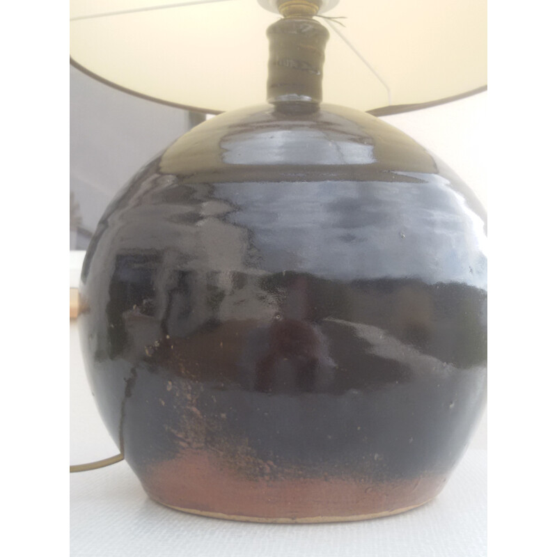Lampe de table La Borne en grès noir - 1960