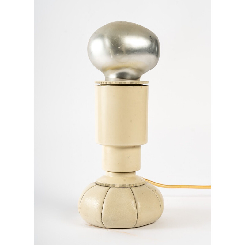 Lampe vintage "600 C" en cuir blanc par Gino Sarfatti pour Arteluce, 1970