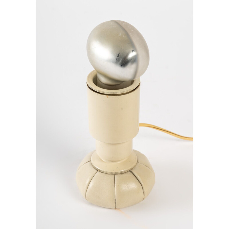Lampe vintage "600 C" en cuir blanc par Gino Sarfatti pour Arteluce, 1970