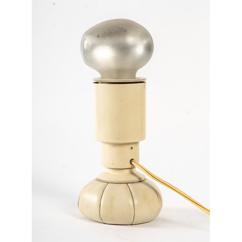 Lampe vintage "600 C" en cuir blanc par Gino Sarfatti pour Arteluce, 1970