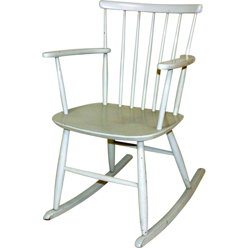 Mid century beechwood rocking chair, Sweden 1960