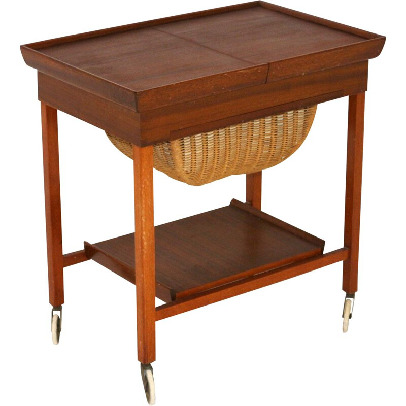 Vintage mahogany sewing table, Denmark 1960
