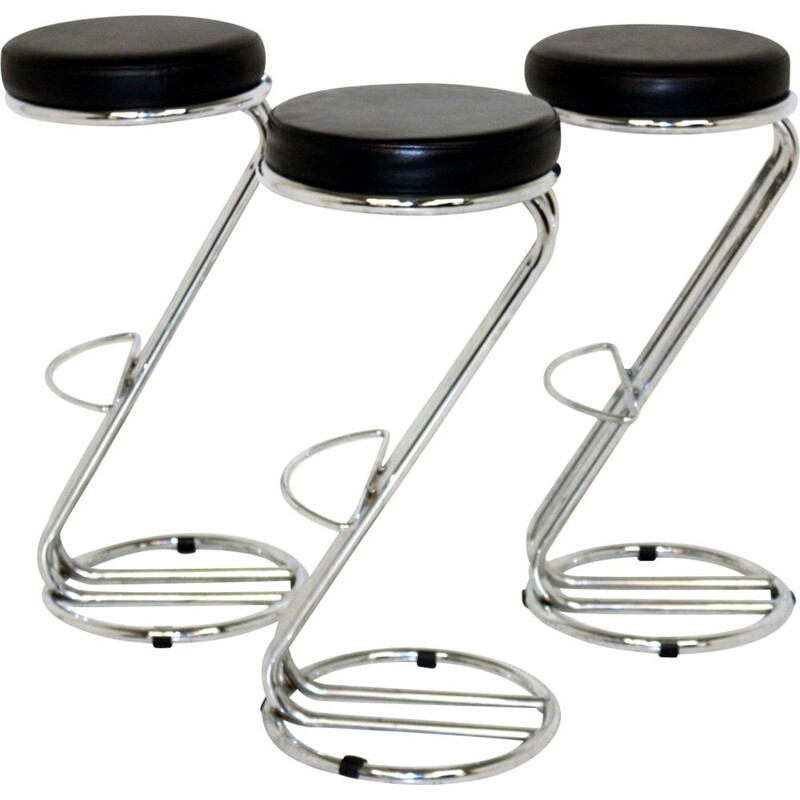 Set of 3 vintage bar stools by Effezeta, Italy 1990