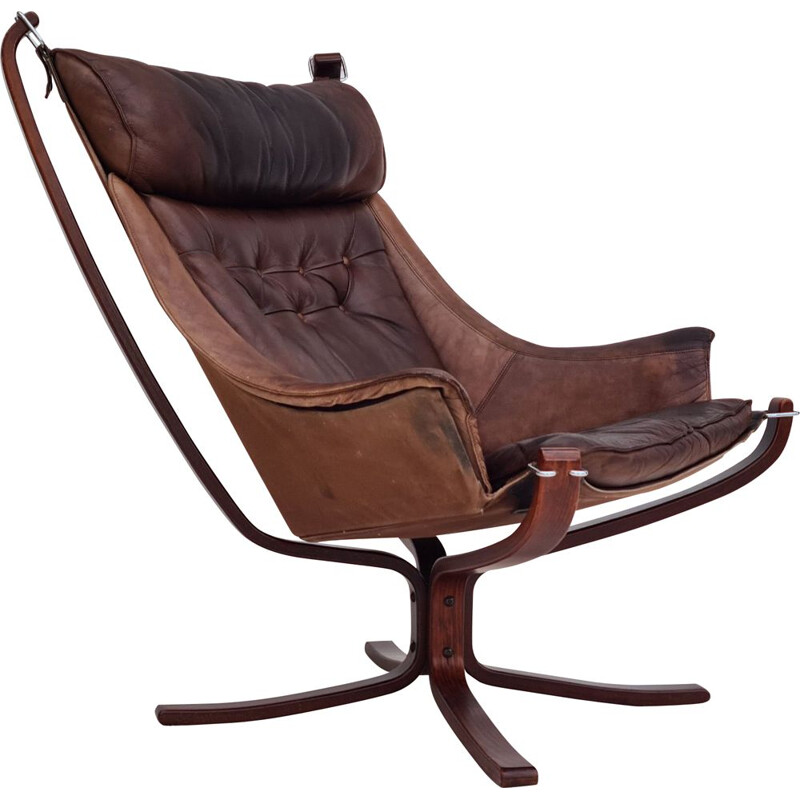 Norwegian vintage leather lounge chair by Sigurd Ressell for Vatne Møbler