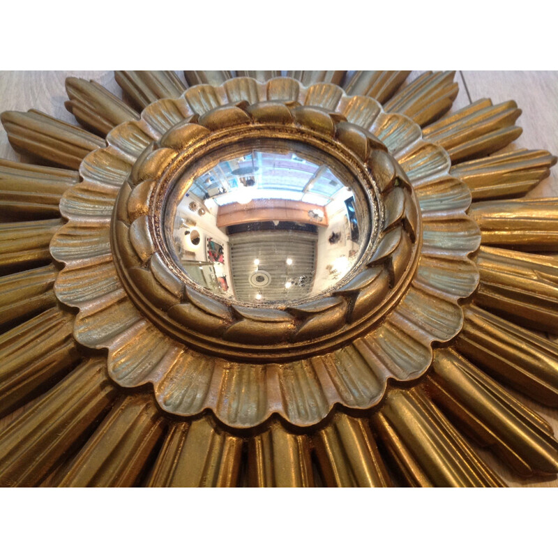 Mid-century mirror in gold coloured resin - 1950s