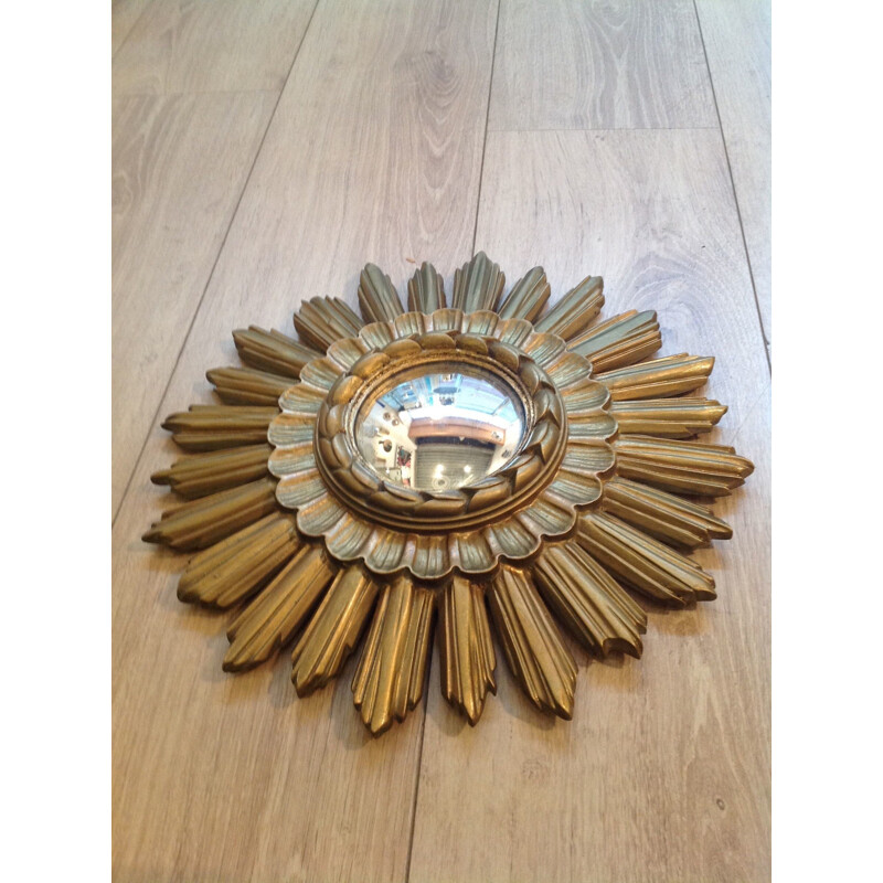 Mid-century mirror in gold coloured resin - 1950s