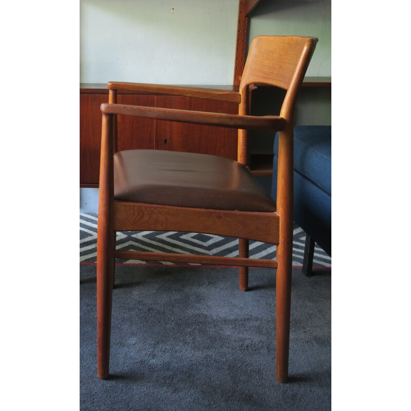 Fauteuil de bureau danois vintage en teck et cuir, 1960