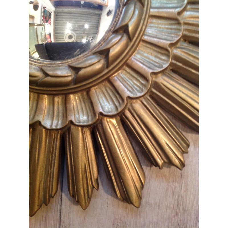 Mid-century mirror in gold coloured resin - 1950s