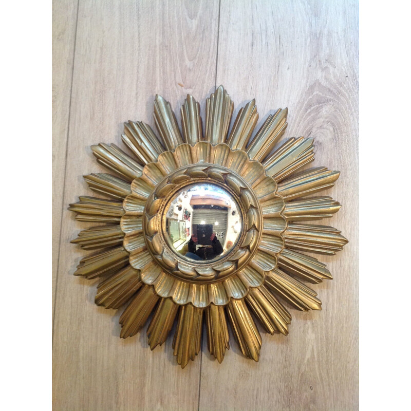 Mid-century mirror in gold coloured resin - 1950s