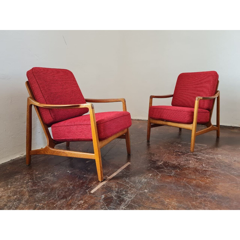 Pair of vintage model 117 upholstered armchairs by Tove & Edvard Kindt-Larsen for France & Daverkosen, 1960s