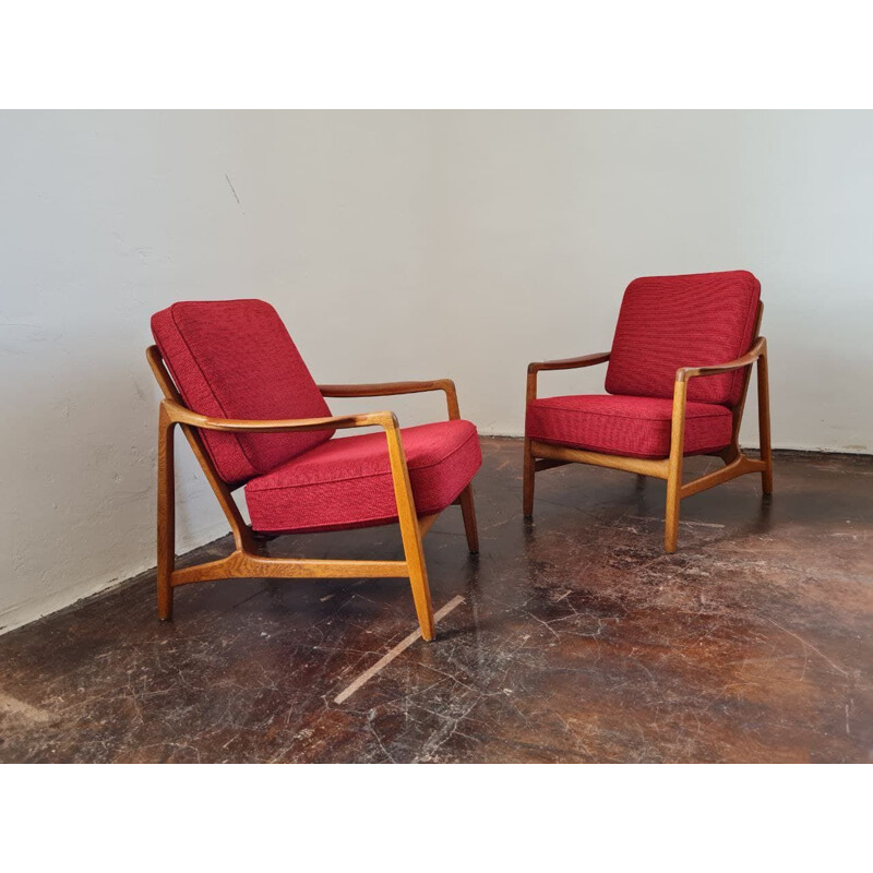 Pair of vintage model 117 upholstered armchairs by Tove & Edvard Kindt-Larsen for France & Daverkosen, 1960s