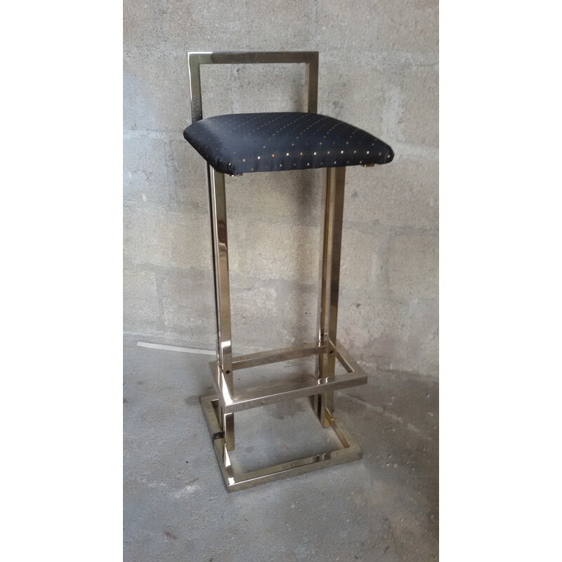 Vintage Belgochrome stool in golden metal - 1970s