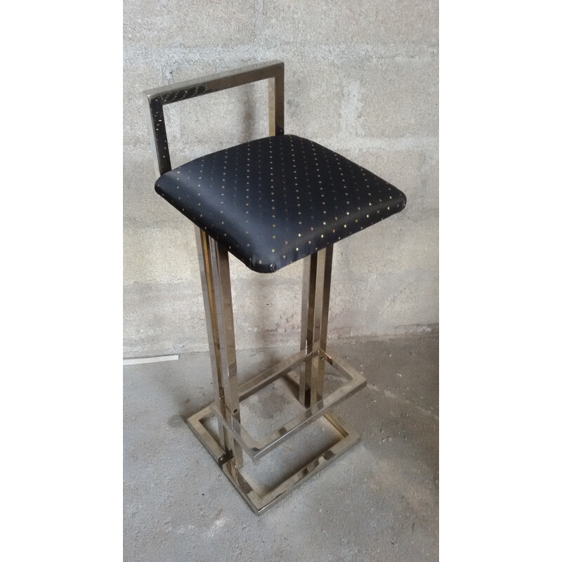 Tabouret Belgochrome vintage en métal doré - 1970