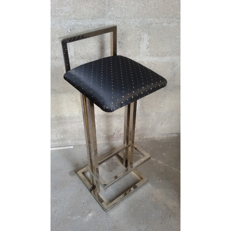 Vintage Belgochrome stool in golden metal - 1970s
