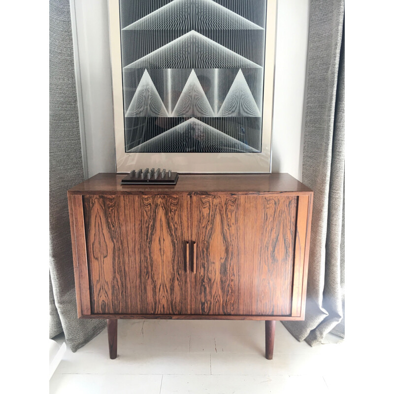 Vintage rosewood highboard with 2 sliding doors by Kai Kristiansen, 1960