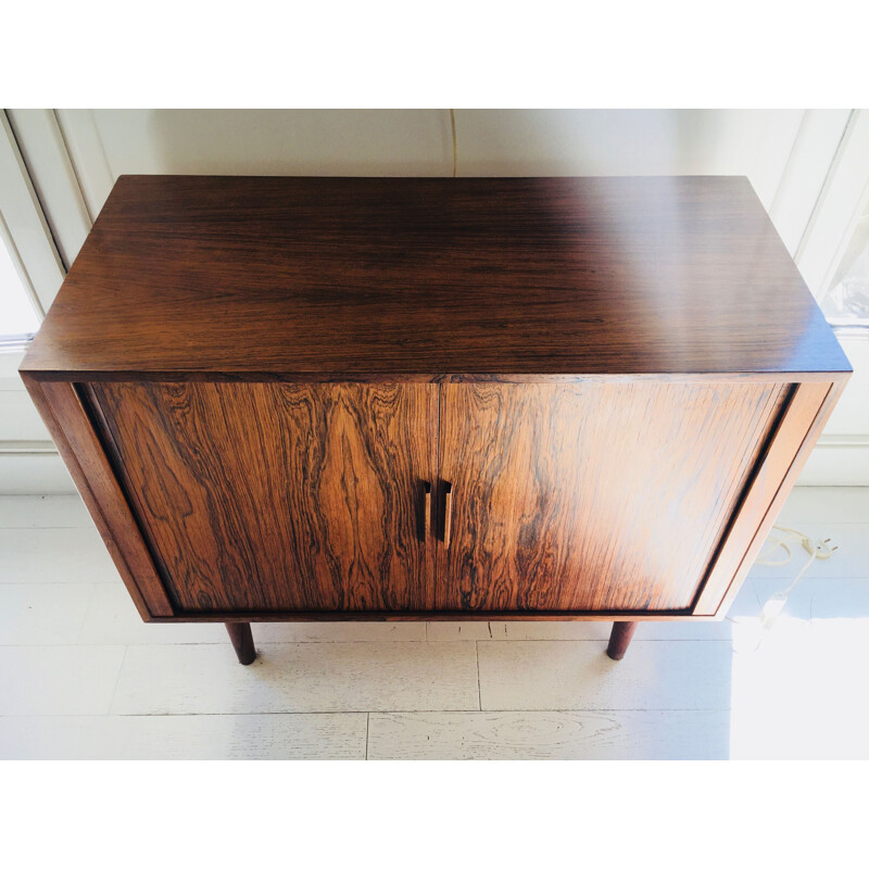 Vintage rosewood highboard with 2 sliding doors by Kai Kristiansen, 1960