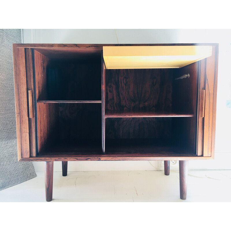 Vintage rosewood highboard with 2 sliding doors by Kai Kristiansen, 1960