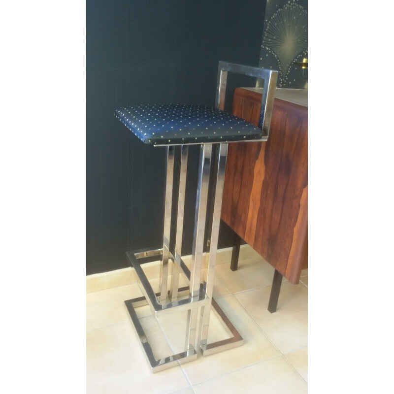 Vintage Belgochrome stool in golden metal - 1970s