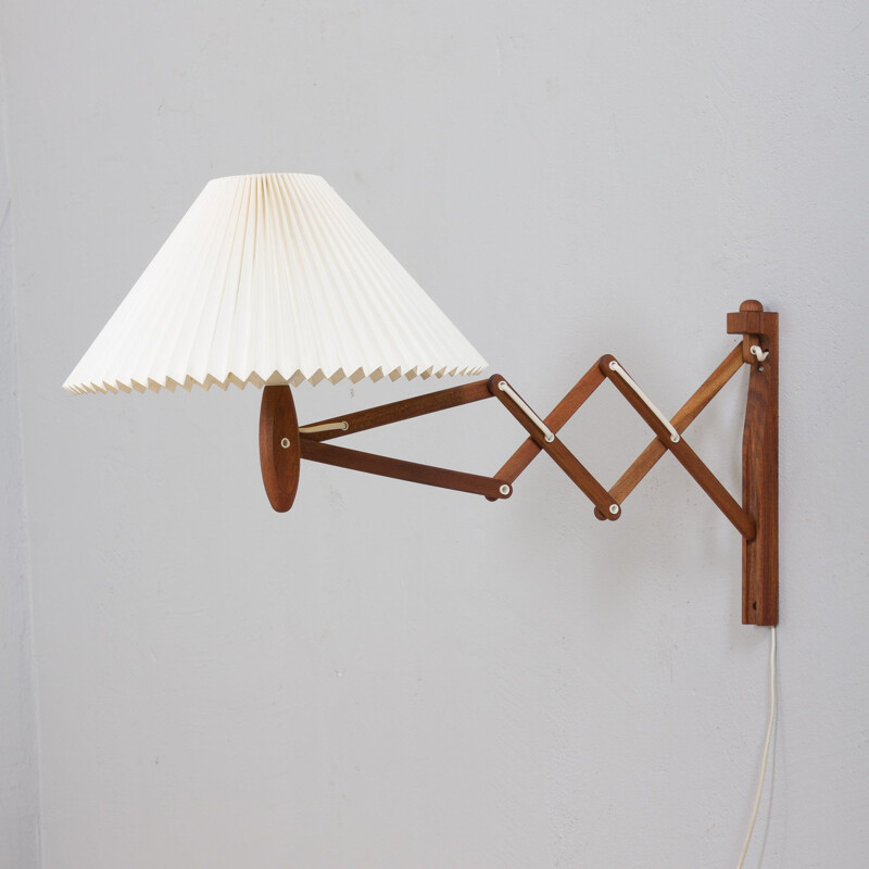 Danish vintage teak scissor wall lamp Sax by Erik Hansen for Le Klint