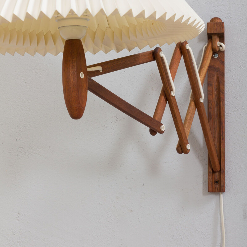Danish vintage teak scissor wall lamp Sax by Erik Hansen for Le Klint