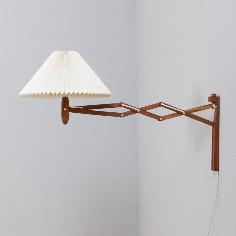 Danish vintage teak scissor wall lamp Sax by Erik Hansen for Le Klint