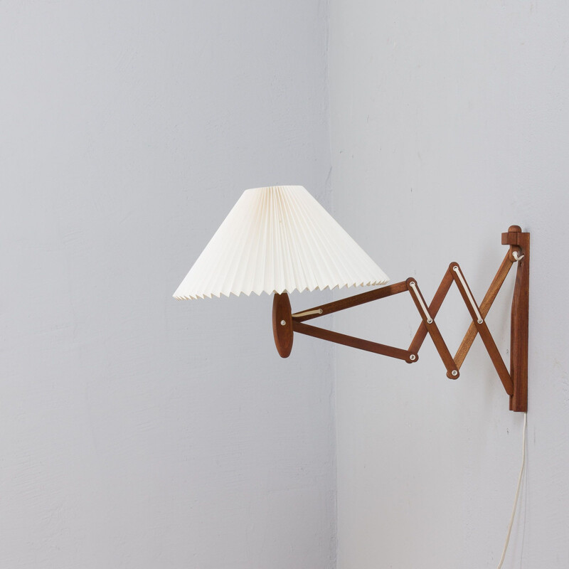 Danish vintage teak scissor wall lamp Sax by Erik Hansen for Le Klint