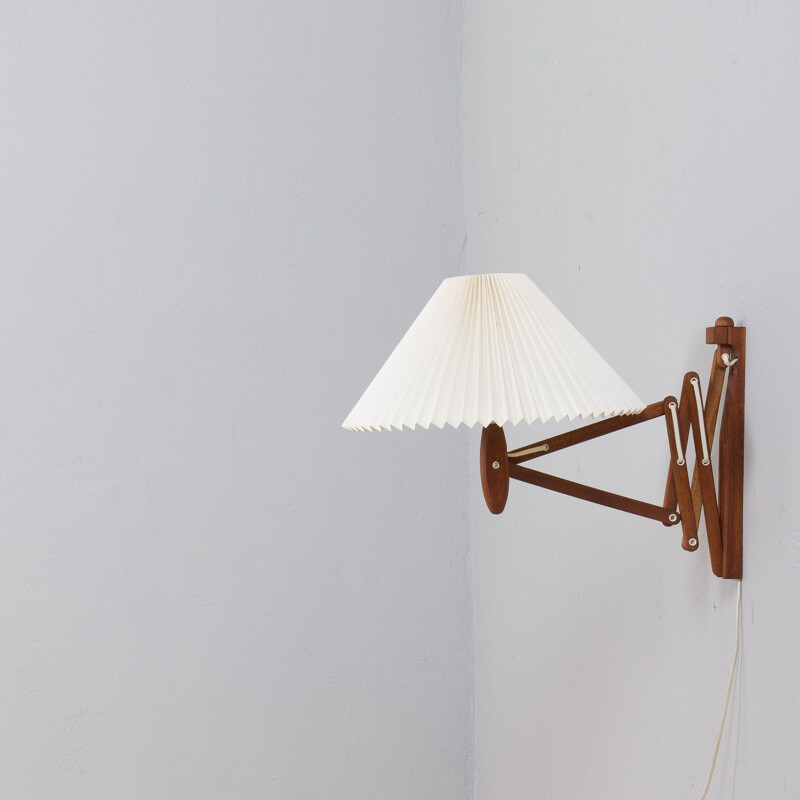 Danish vintage teak scissor wall lamp Sax by Erik Hansen for Le Klint