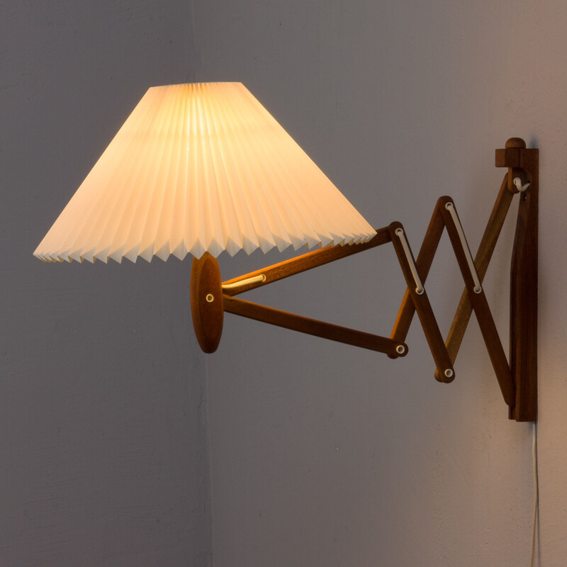 Danish vintage teak scissor wall lamp Sax by Erik Hansen for Le Klint