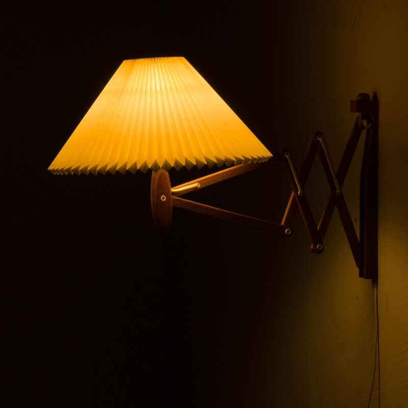 Danish vintage teak scissor wall lamp Sax by Erik Hansen for Le Klint