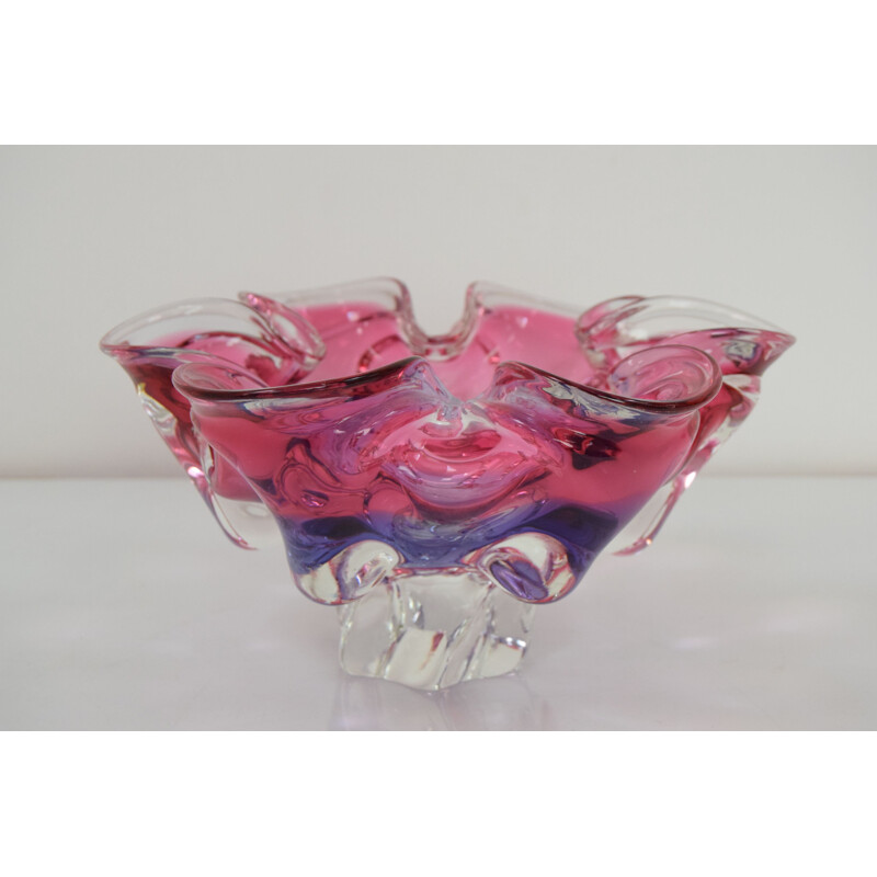 Vintage art glass bowl by Josef Hospodka, Czechoslovakia 1960