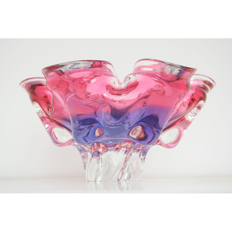 Vintage art glass bowl by Josef Hospodka, Czechoslovakia 1960
