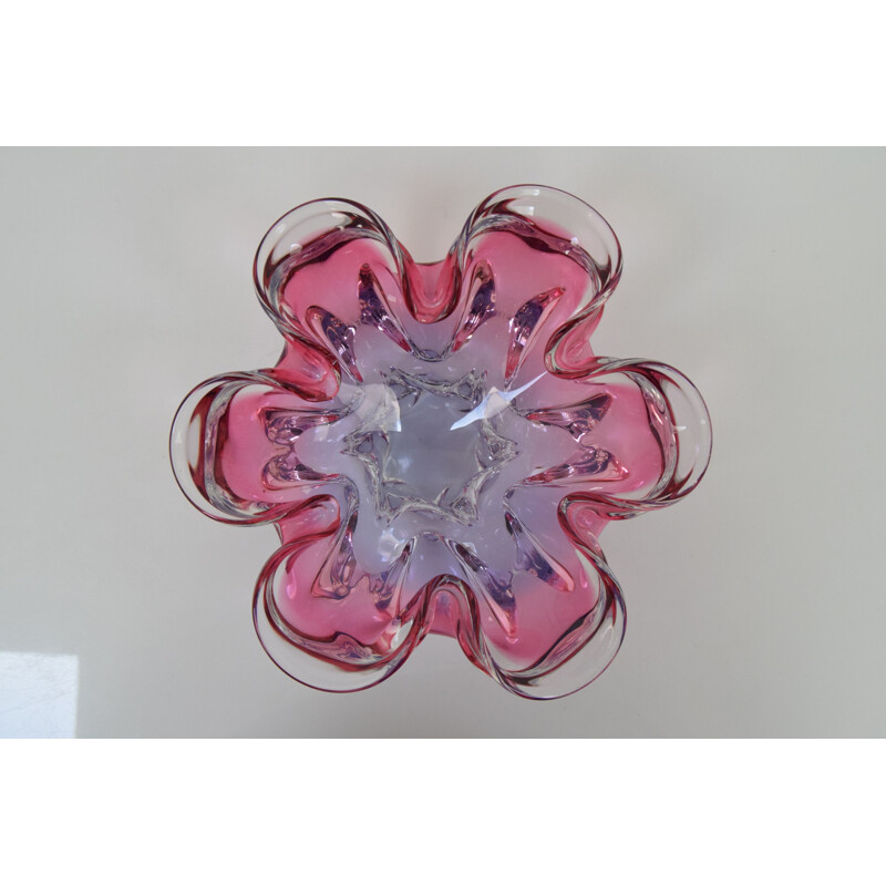 Vintage art glass bowl by Josef Hospodka, Czechoslovakia 1960