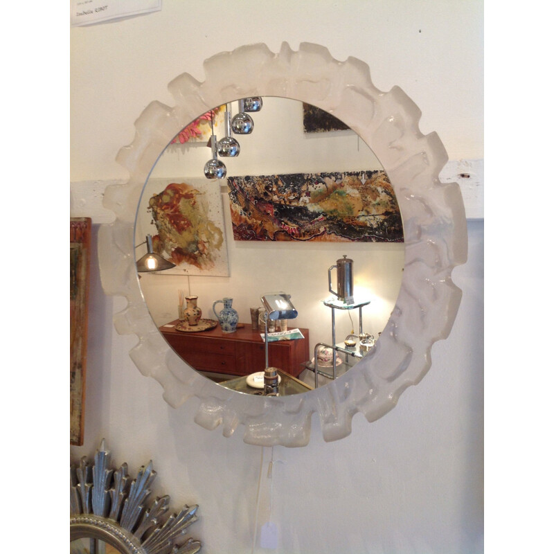 Mid-century Austrian mirror in resin and white lacquered metal - 1970