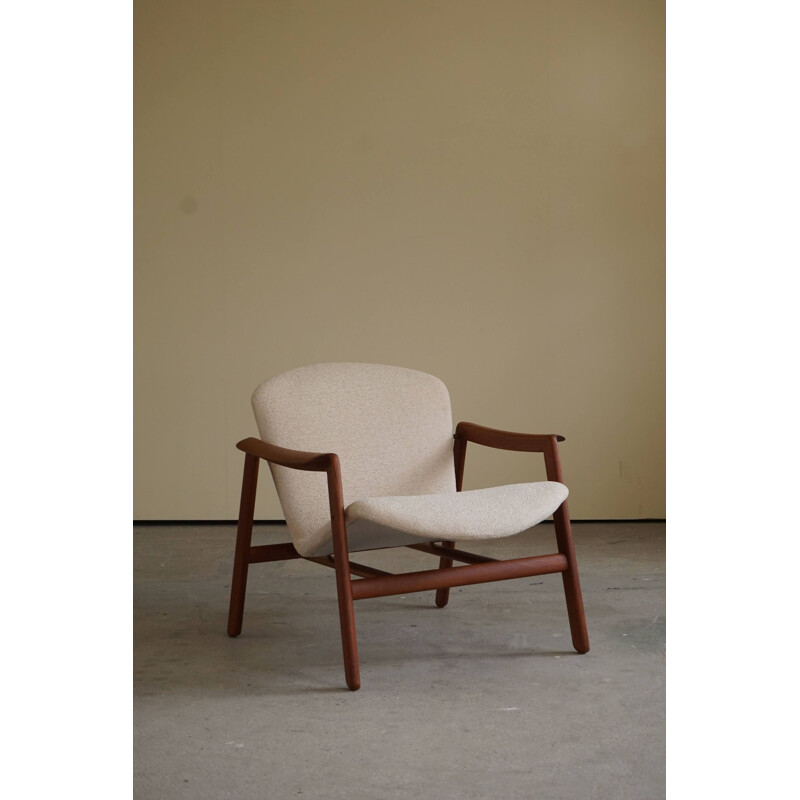 Mid century Danish armchair in teak and bouclé, 1960s
