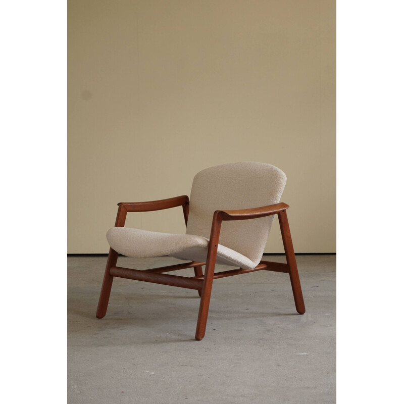 Mid century Danish armchair in teak and bouclé, 1960s