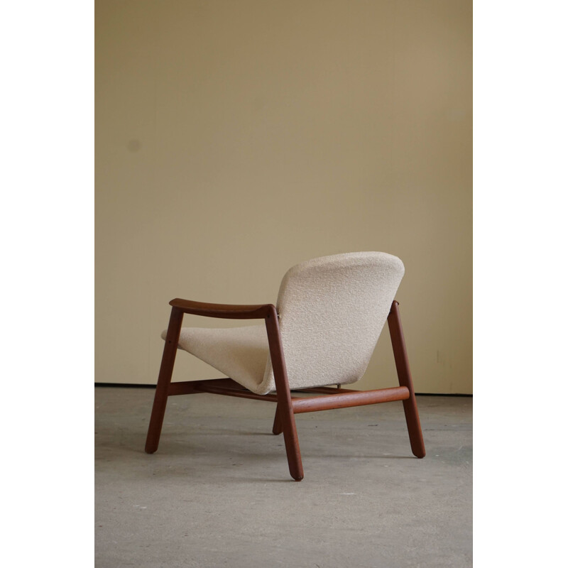 Mid century Danish armchair in teak and bouclé, 1960s