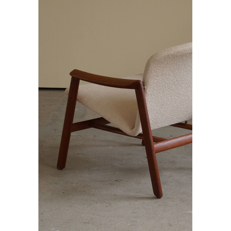 Mid century Danish armchair in teak and bouclé, 1960s