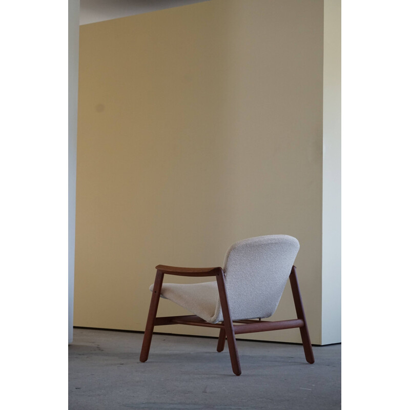 Mid century Danish armchair in teak and bouclé, 1960s