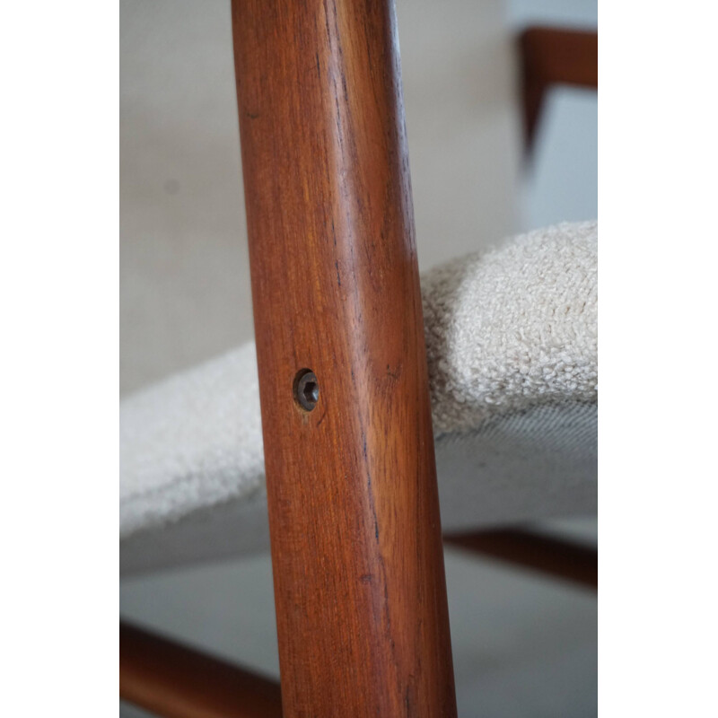 Mid century Danish armchair in teak and bouclé, 1960s