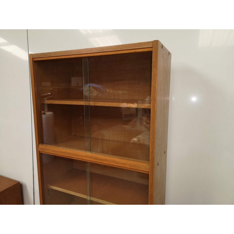 Vintage teak and glass bookcase by René Jean Caillette, 1950