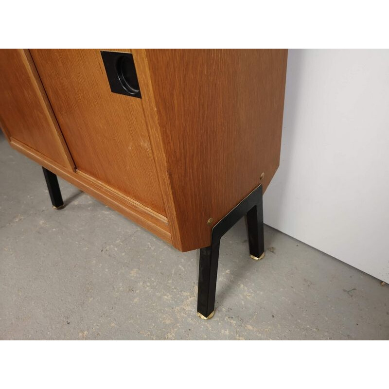 Vintage teak and glass bookcase by René Jean Caillette, 1950