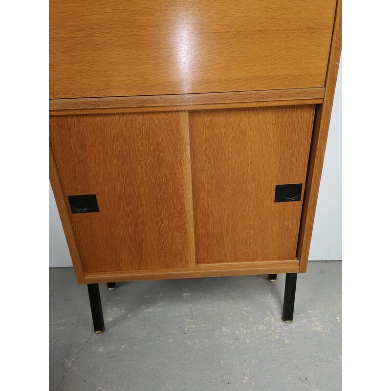 Vintage bureau in teak en glas van René Jean Caillette, 1950