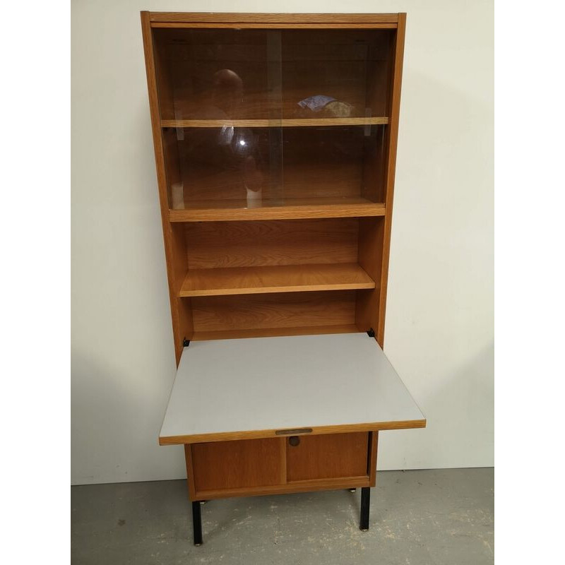 Vintage bureau in teak en glas van René Jean Caillette, 1950