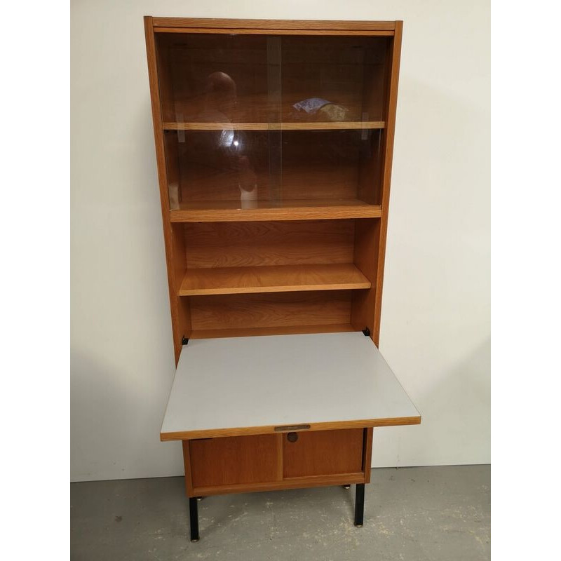 Vintage bureau in teak en glas van René Jean Caillette, 1950