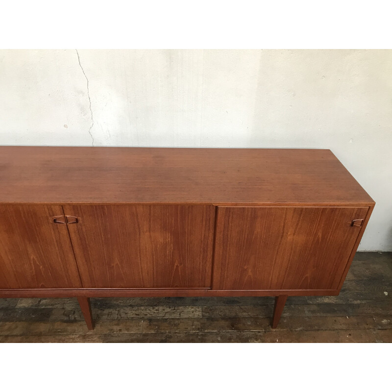 Scandinavian vintage teak sideboard by Henri Rosengren Hansen for Brande Møbelindustrik, Denmark 1960