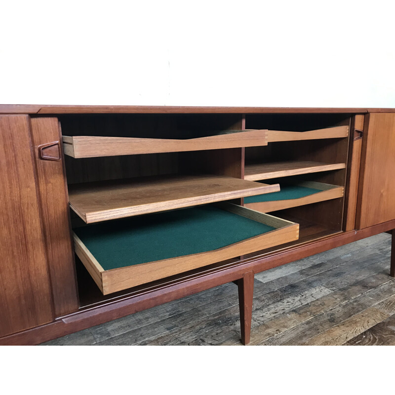 Scandinavian vintage teak sideboard by Henri Rosengren Hansen for Brande Møbelindustrik, Denmark 1960