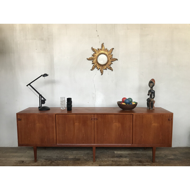 Scandinavian vintage teak sideboard by Henri Rosengren Hansen for Brande Møbelindustrik, Denmark 1960