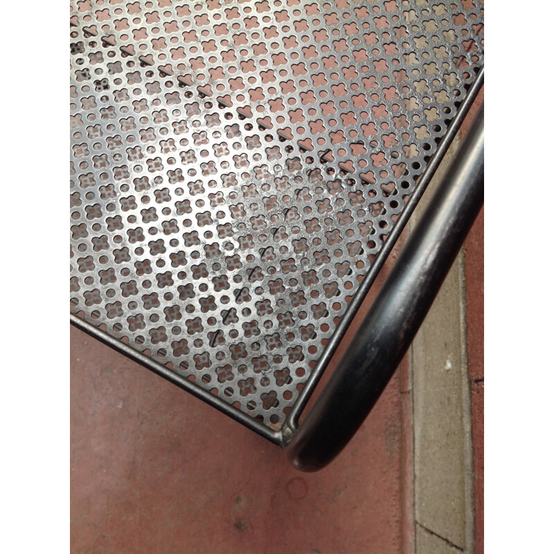 Serving trolley side table in perfored metal - 1960s