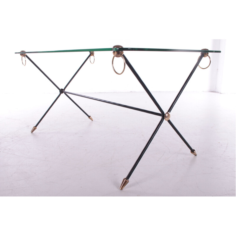 Vintage coffee table model X-Base by Jacques Adnet, France 1960