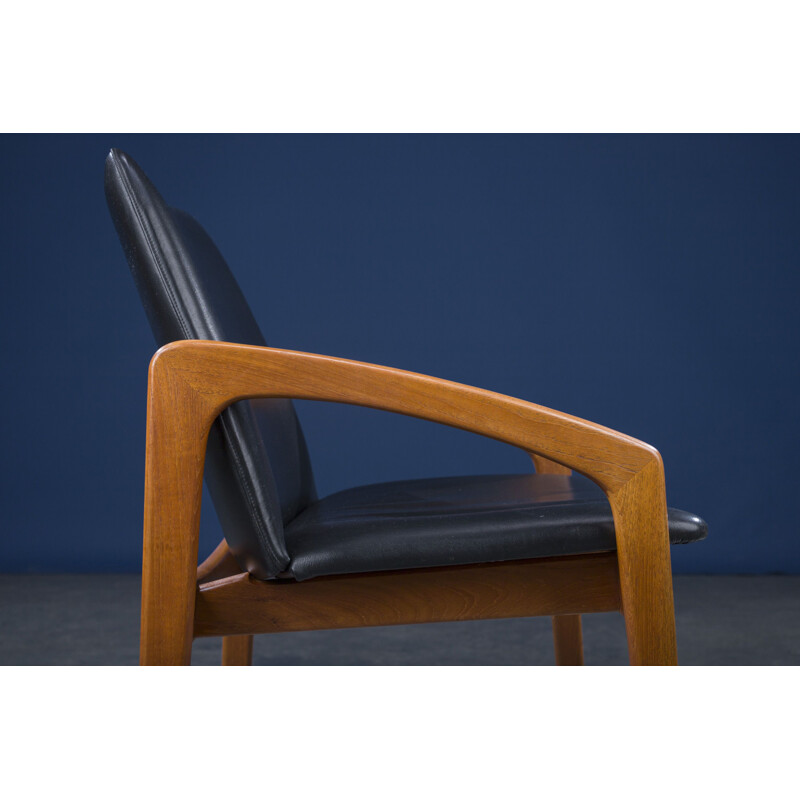 Vintage fauteuil model 23 in hout en leer van Henning Kjærnulf voor Korup Stolefabrik, 1960